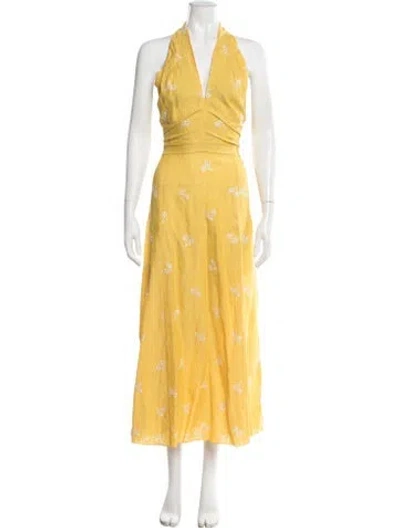 Pre-owned Erdem Linen Long Dress In Yellow