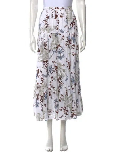 Pre-owned Erdem Linen Long Skirt In White