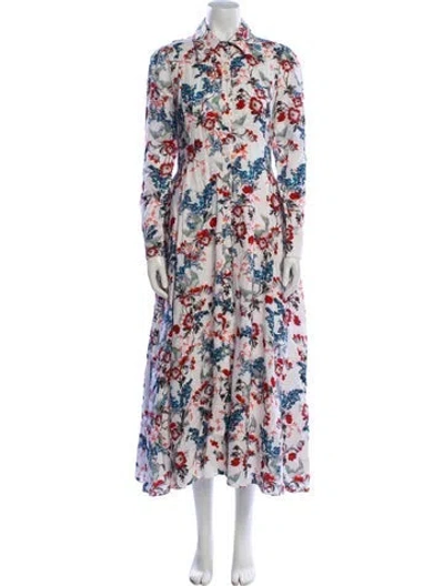 Pre-owned Erdem Linen Midi Length Dress In Multi