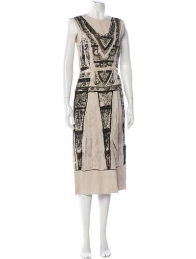 Pre-owned Erdem Linen Midi Length Dress In Neutral