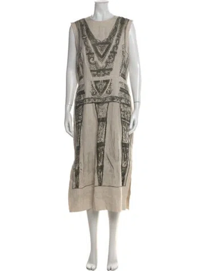 Pre-owned Erdem Linen Midi Length Dress In Neutral