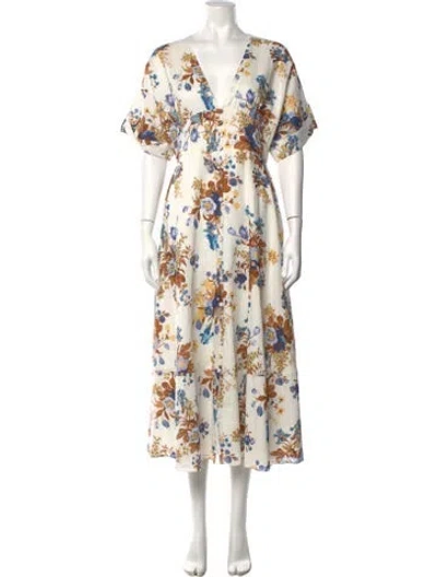 Pre-owned Erdem Linen Midi Length Dress In Neutrals