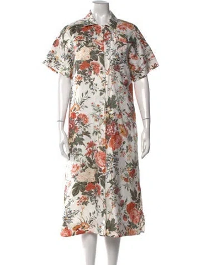 Pre-owned Erdem Linen Midi Length Dress In White