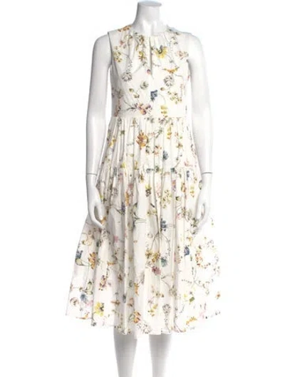 Pre-owned Erdem Linen Midi Length Dress In White