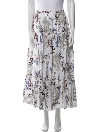 Pre-owned Erdem Linen Midi Length Skirt In White