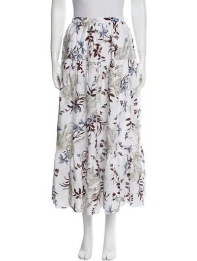 Pre-owned Erdem Linen Midi Length Skirt In White