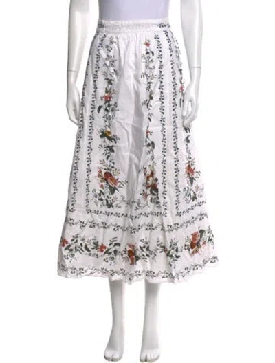 Pre-owned Erdem Linen Midi Length Skirt In White