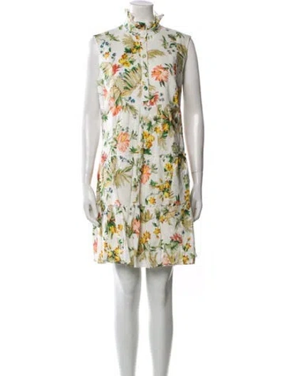 Pre-owned Erdem Linen Mini Dress In Blue