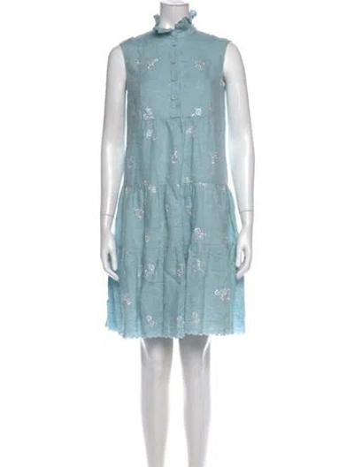 Pre-owned Erdem Linen Mini Dress In Blue