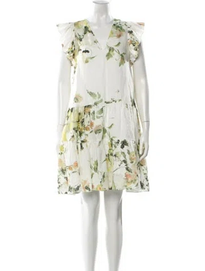 Pre-owned Erdem Linen Mini Dress In Yellow