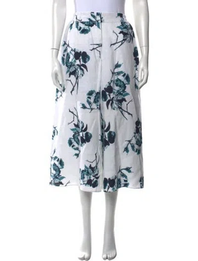 Pre-owned Erdem Linen Wide Leg Pants In Blue/white