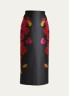 Erdem Gabardine Midi Pencil Skirt In Black
