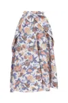 Erdem Womens Painted Rose White Floral Flared Cotton-blend Midi Skirt In Multi