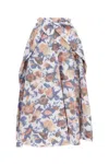 Erdem Womens Painted Rose White Floral Flared Cotton-blend Midi Skirt In Multi