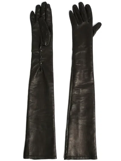 Erdem Long Leather Gloves In Black