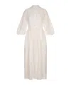 Erdem Long-sleeve Belted Midi Dress In Neutral