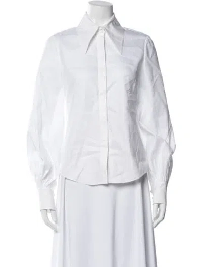Pre-owned Erdem Long Sleeve Blouse In White