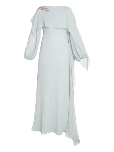 Erdem Long-sleeve Embellished Maxi Dress In Blue