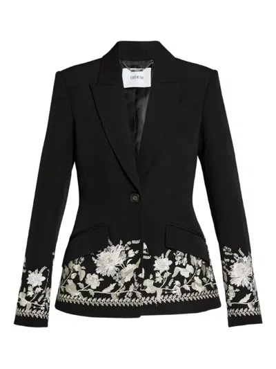 Erdem Long-sleeve Embroidered Blazer In Black