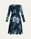 Erdem Womens Cyanotype Etching Navy Draped Floral Stretch-woven Midi Dress In Blue
