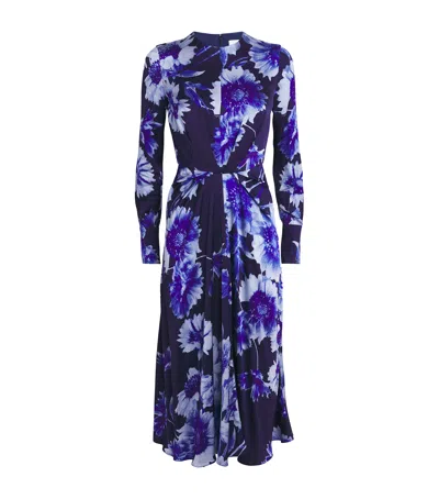 Erdem Long-sleeve Floral Print Dress In Blue