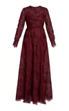 Erdem Long-sleeve Gown In Burgundy