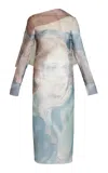 Erdem Long-sleeve Painting-printed Organza Cocktail Dress In Multi