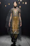 ERDEM LONG SLEEVE SHEER ILLUSION GOWN