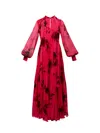 Erdem Long Sleeved Dress With Floral Print In Red