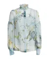 Erdem Brealey Silk Voile Shirt With Floral Print In Green