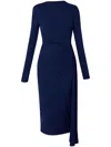 Erdem Draped Gathered Stretch-crepe Midi Dress In Blue