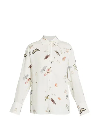 Erdem Long-sleeve Floral-print Shirt In White