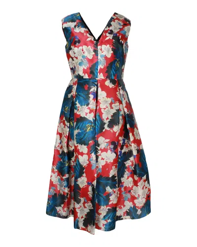 Erdem Loren Pleated Midi Dress In Floral Print Silk In Multi