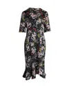 Erdem Lucy Midi Dress In Floral Print Polyester In Multi