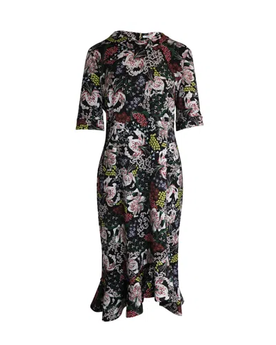 Erdem Lucy Midi Dress In Floral Print Polyester In Multi