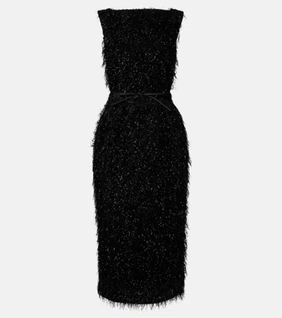Erdem Lurex Fil Coupé Midi Dress In Black