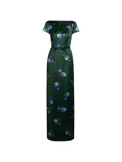 Erdem Margot Bouquet Floral-print Gown In Green