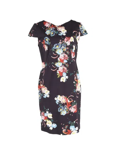 Pre-owned Erdem Marion Floral-print Midi Dress In Black