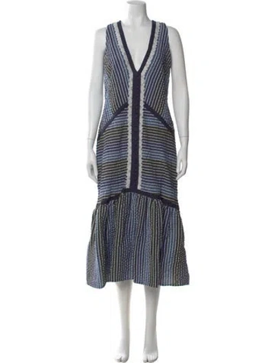 Pre-owned Erdem Marla Long Dress In Blue