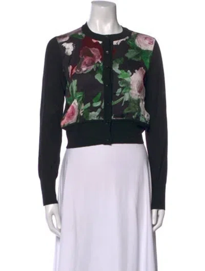 Pre-owned Erdem Merino Wool Floral Print Sweater In Blue