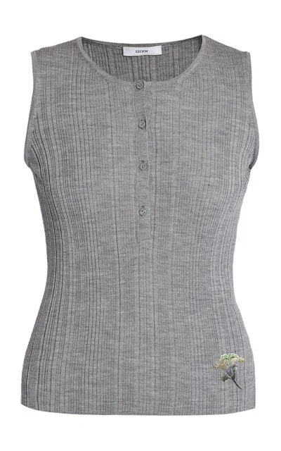 Erdem Merino-wool Henley Top In Grey