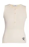 Erdem Merino-wool Henley Top In Off-white