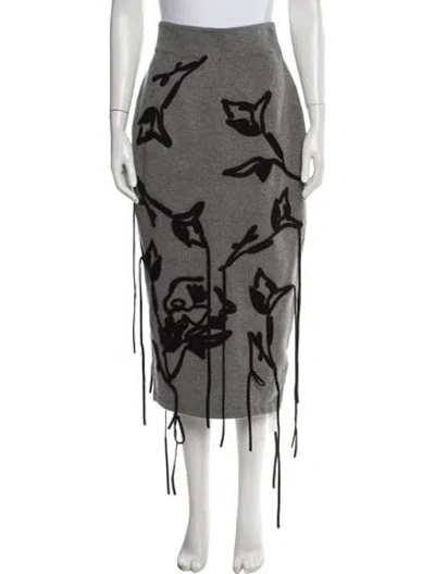 Pre-owned Erdem Merino Wool Midi Length Skirt In Gray