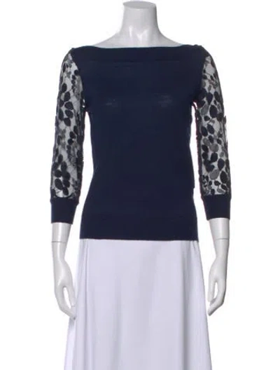 Pre-owned Erdem Merino Wool Printed Sweater In Blue