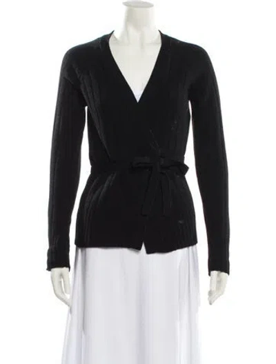 Pre-owned Erdem Merino Wool V-neck Sweater In Black