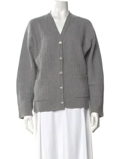 Pre-owned Erdem Merino Wool V-neck Sweater In Gray