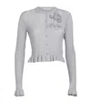 Erdem Metallic Ruffled Cardigan In Silver