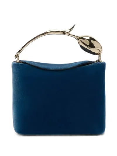 Erdem Micro Bloom Velvet Mini Bag In Blue