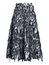 Erdem Ausgefranster Midirock Mit Blumen In Black