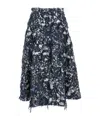 Erdem Textured Long Cotton Blend Skirt In Blue